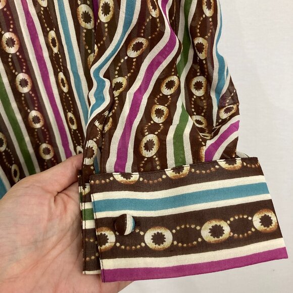 Silk Assets Diane Von Furstenberg 1X Artsy Colorful Retro Pure Silk Button Down - Picture 8 of 12